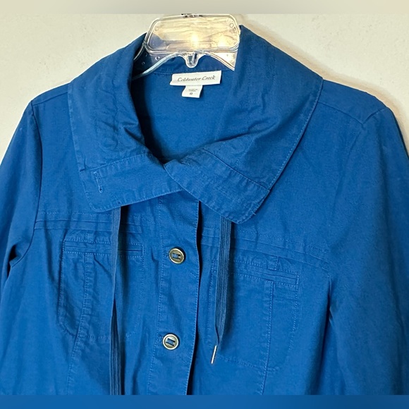 Coldwater Creek Marine Blue Cargo Jacket with Inner Drawstrings - size 10 - Picture 3 of 10